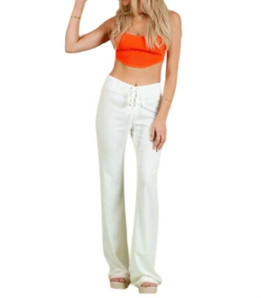 NEW LUCCA kenna lace up flare pants in white